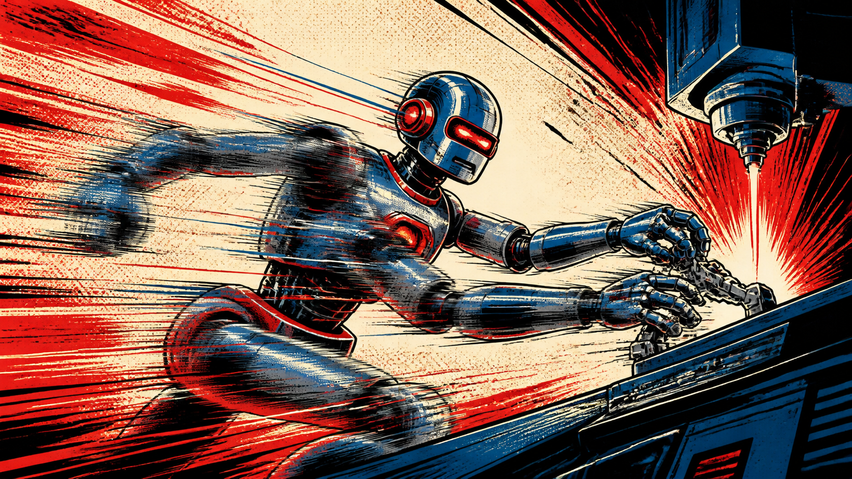 A retro robot representing Nemotron 3.5 Lightning